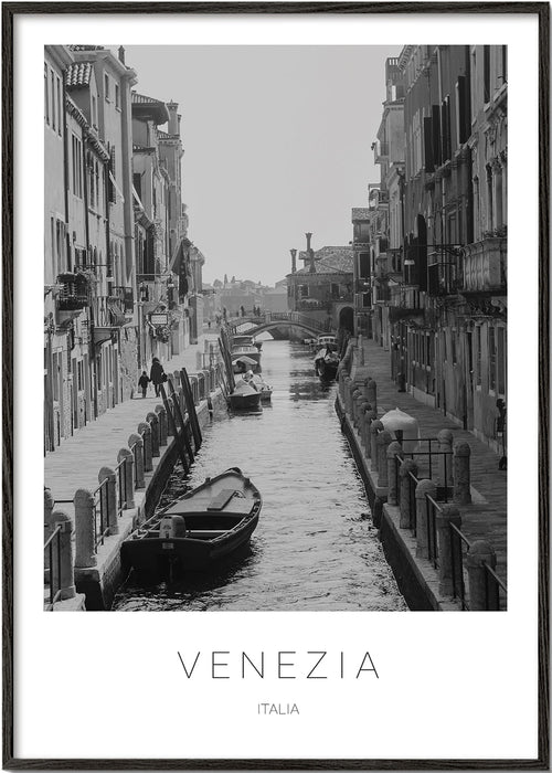 Poster de cidade — Canal de Veneza em preto e branco