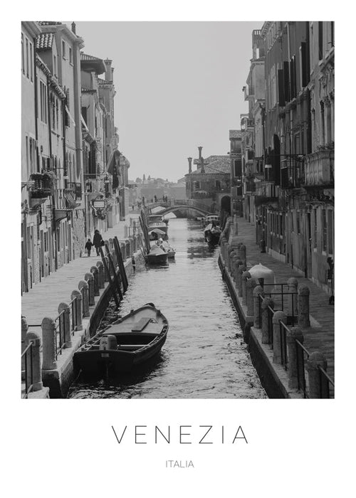 Poster de cidade — Canal de Veneza em preto e branco