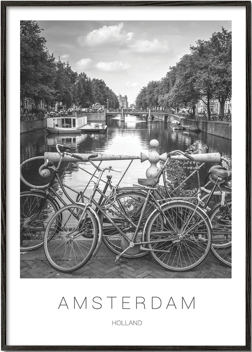Quadro de cidade Amsterdam preto e branco