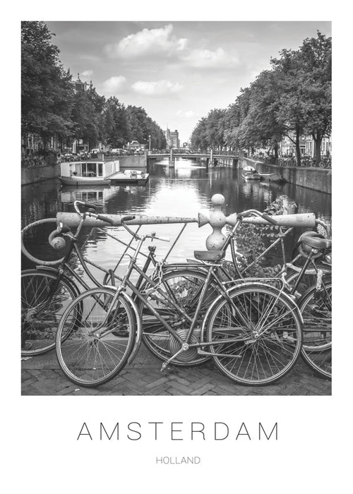 Quadro de cidade Amsterdam preto e branco