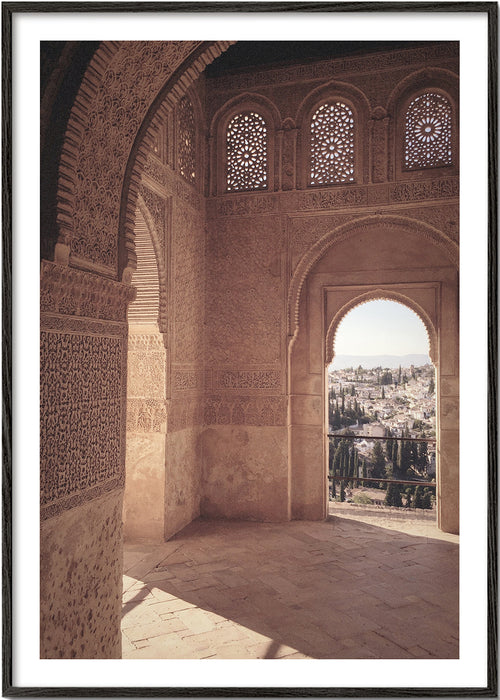 Poster de cidade com arco mourisco na Alhambra