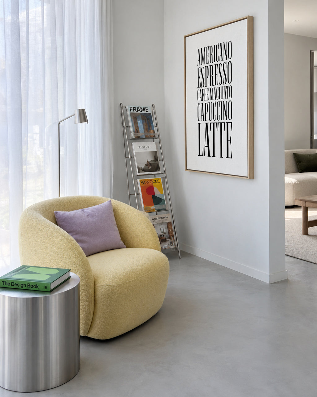 Coffee types - Framed canvas in an interior
