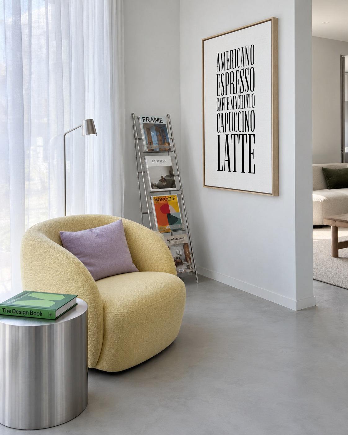 Coffee types - Framed canvas in an interior