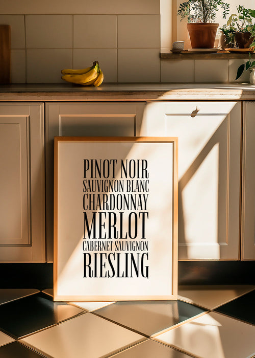 Arte para cozinha: impressão tipográfica vinhos