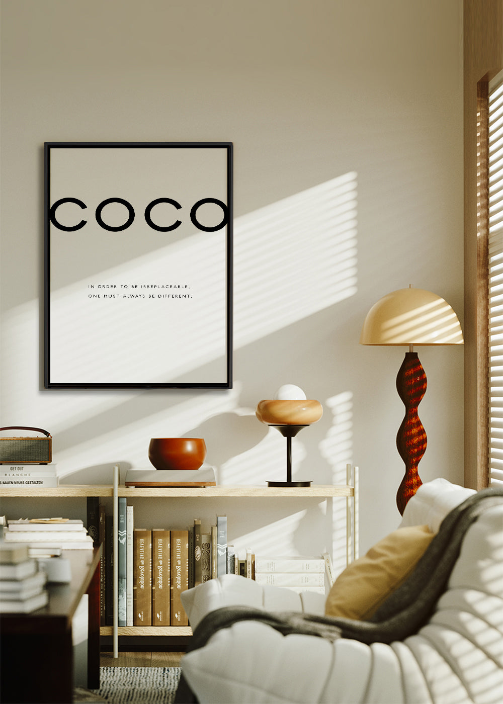 Quadro preto e branco com citação COCO