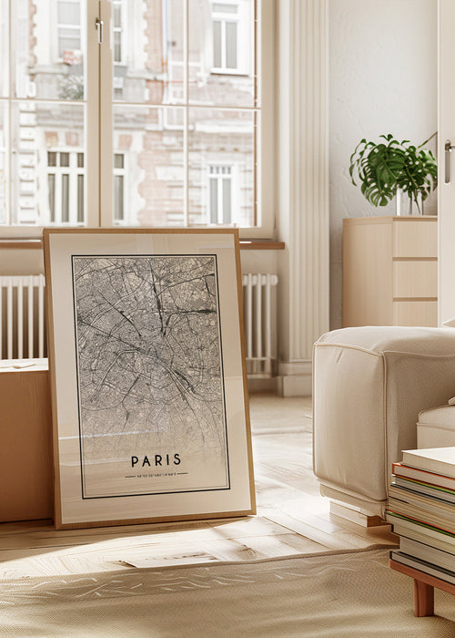 Quadro de cidades: mapa de Paris em traço linear