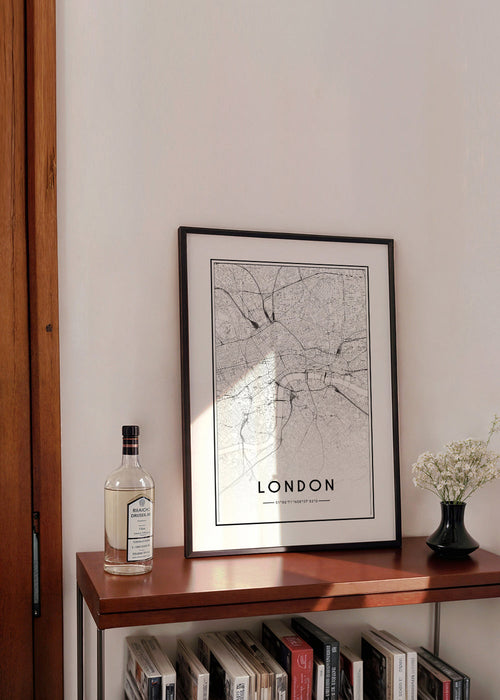 Quadro de cidades: mapa de Londres minimalista
