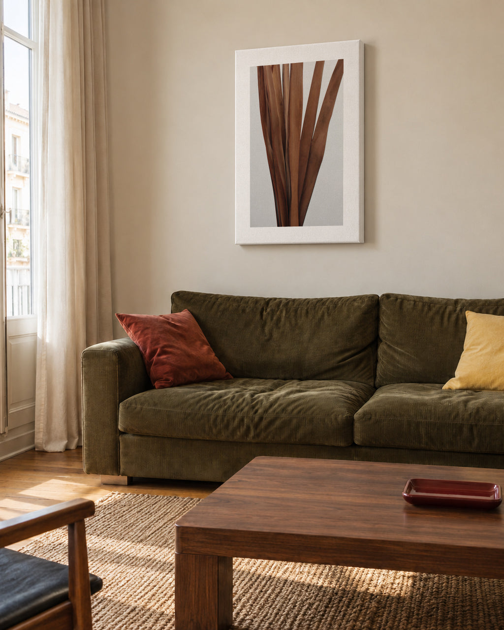 Earthy plant I - Unframed canvas in an interior