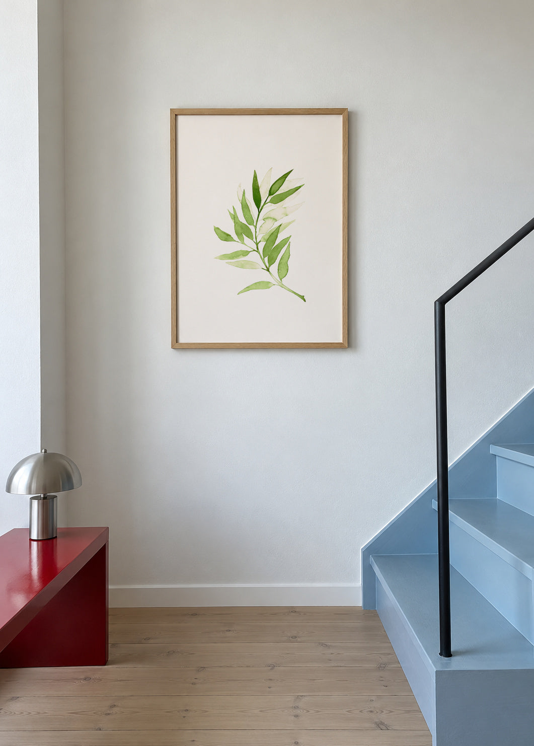 Olive Green Branch - Framed poster in an interior