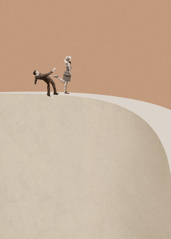 Ilustração minimalista casal na beira