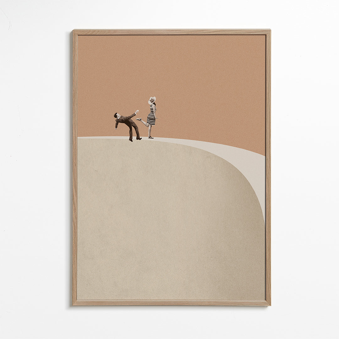 Ilustração minimalista casal na beira