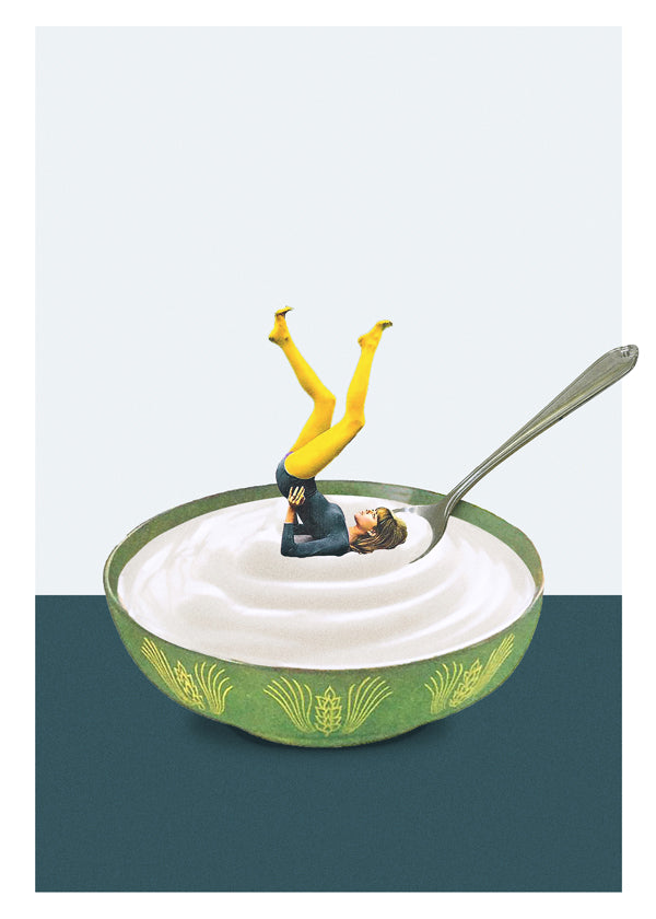 Arte para cozinha: yoga no iogurte
