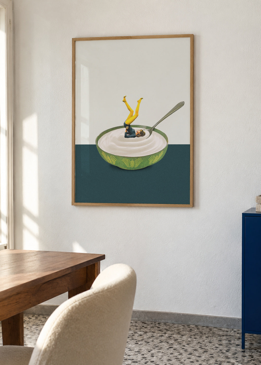 Yoga in my yogurt - Framed poster in an interior
