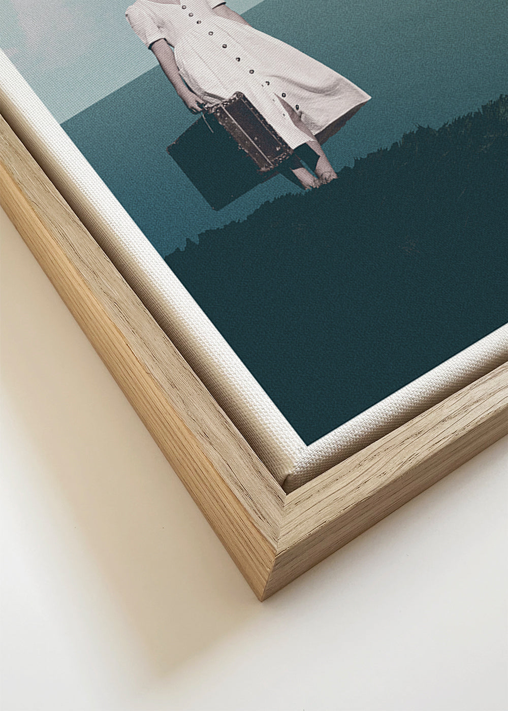 Quadro de paisagem: viajante com aves sobre o mar