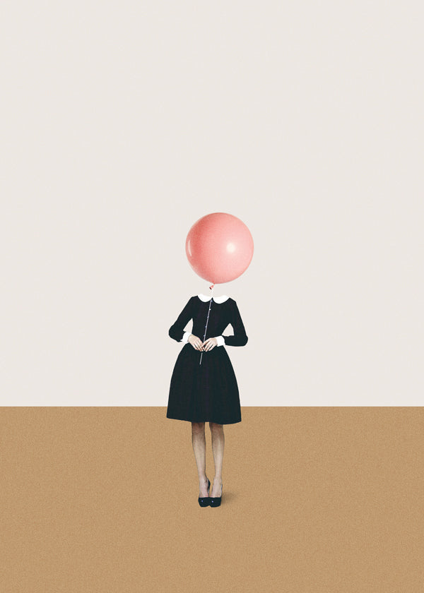 Arte minimal com balão rosa