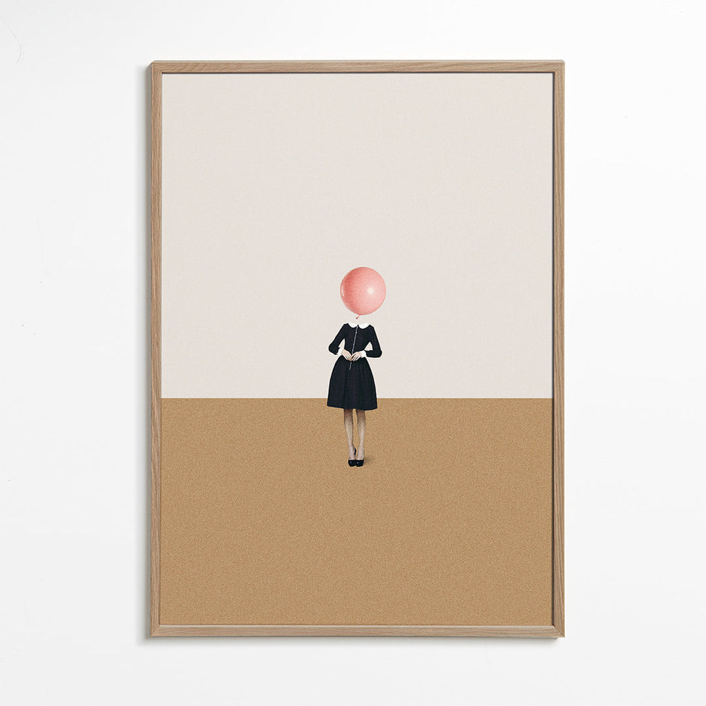 Arte minimal com balão rosa