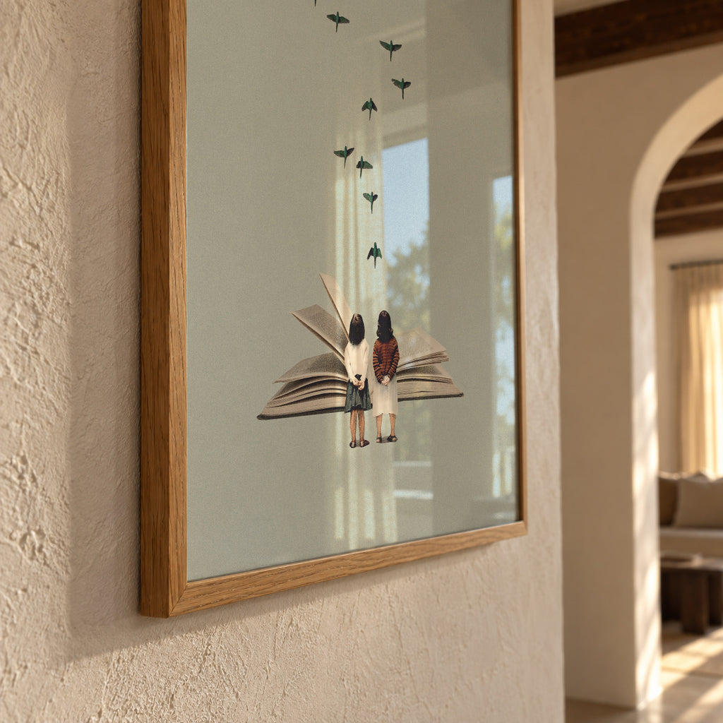 We communicate silently - Framed poster detail