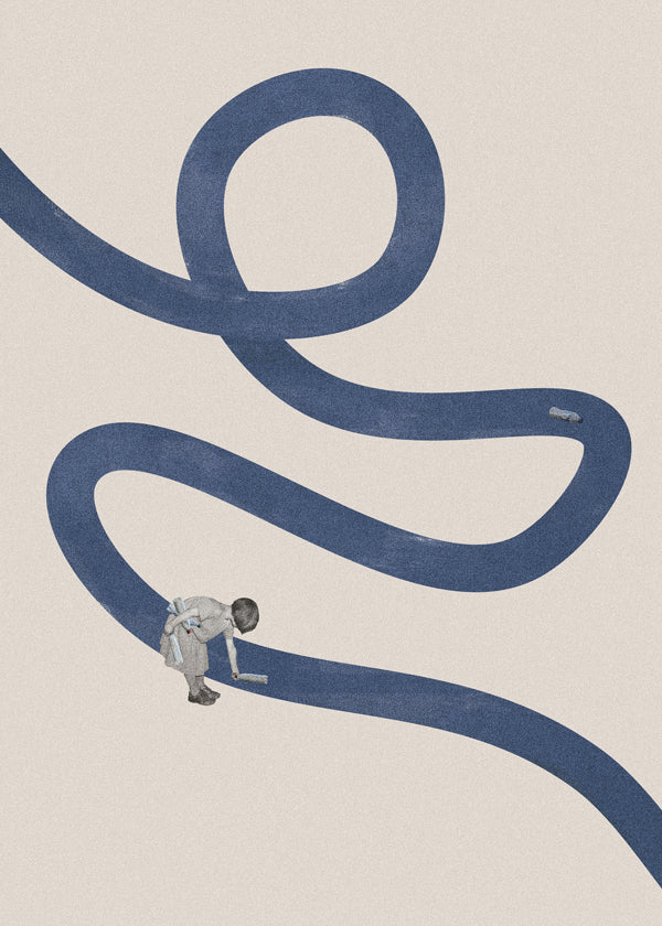 Ilustração de criança com faixa azul