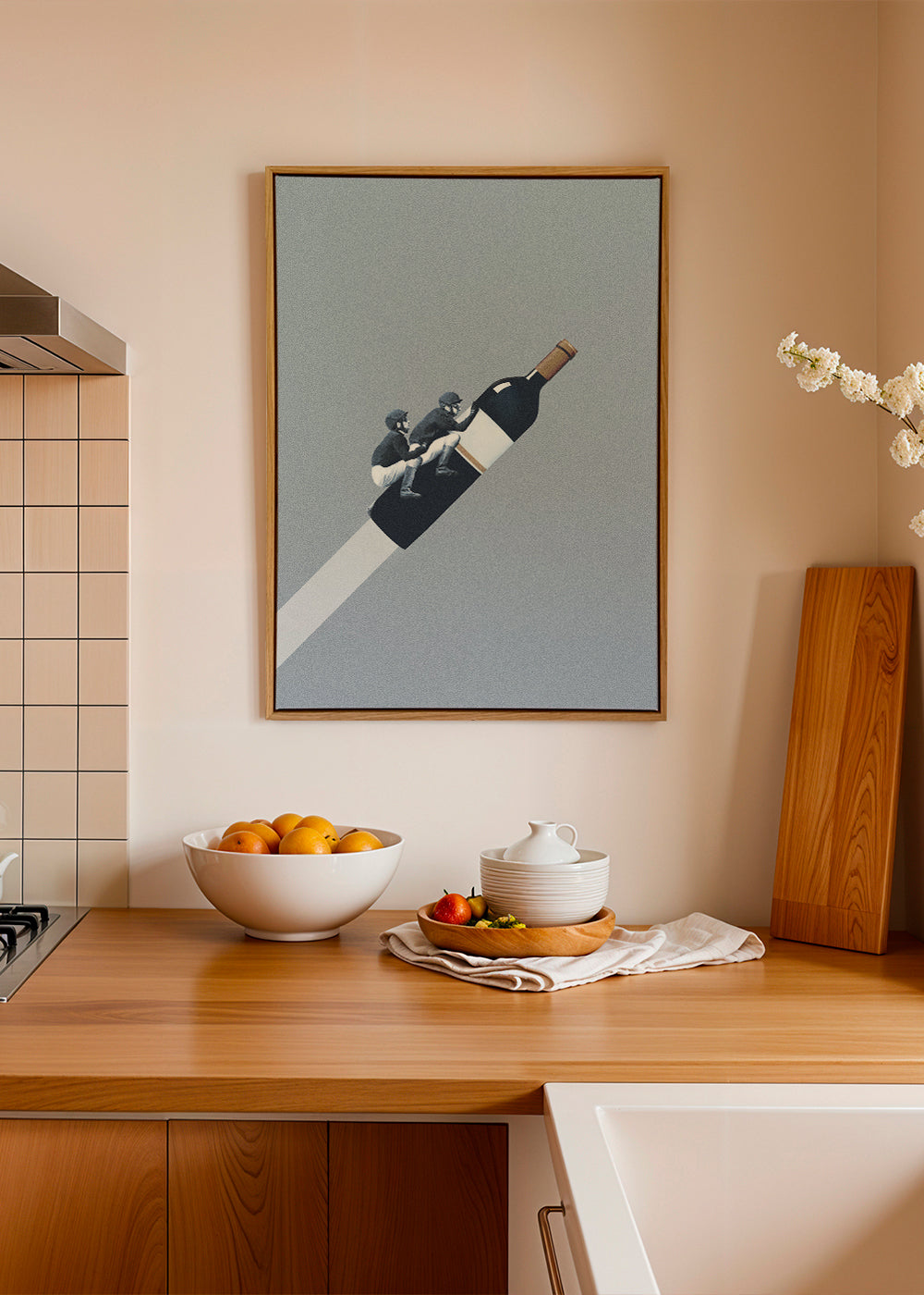 Arte para cozinha com cavaleiros na garrafa