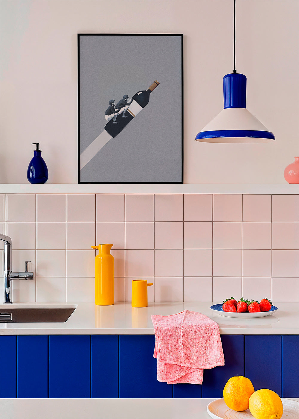 Arte para cozinha com cavaleiros na garrafa