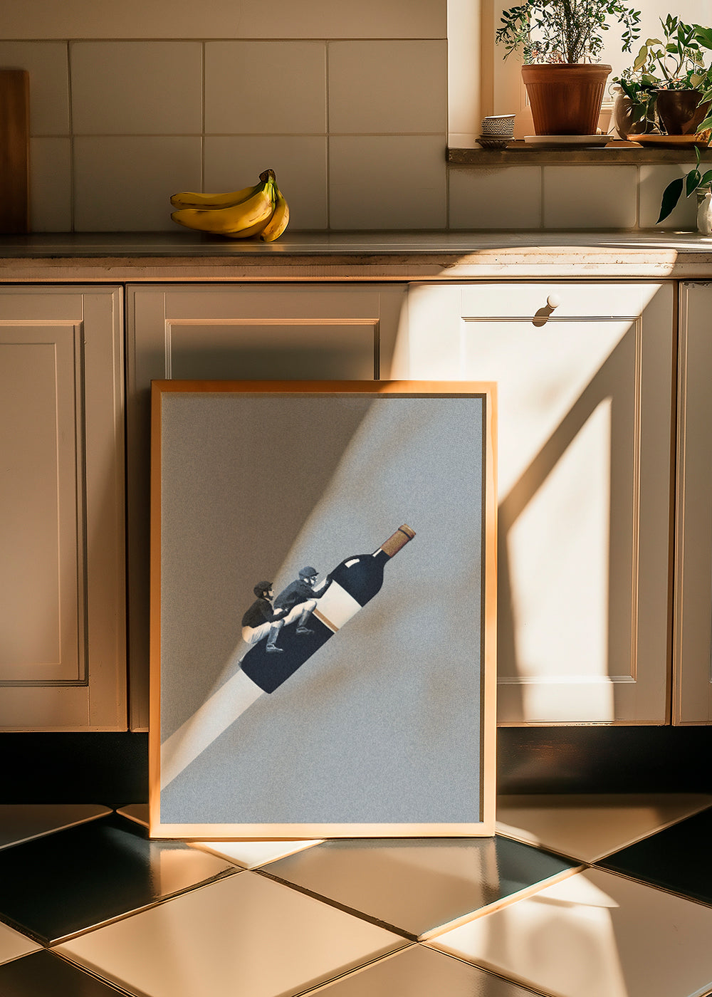 Arte para cozinha com cavaleiros na garrafa