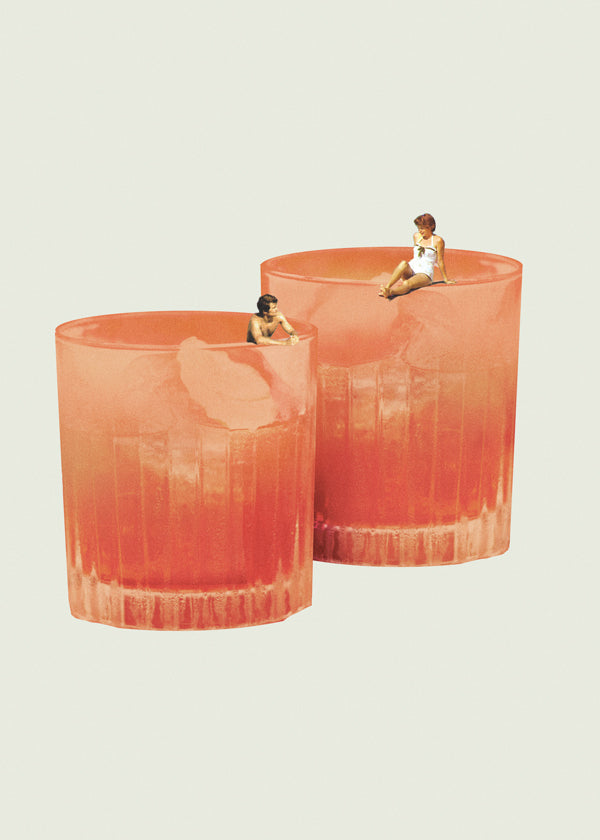Arte para cozinha: copos de cocktail com mini banhistas