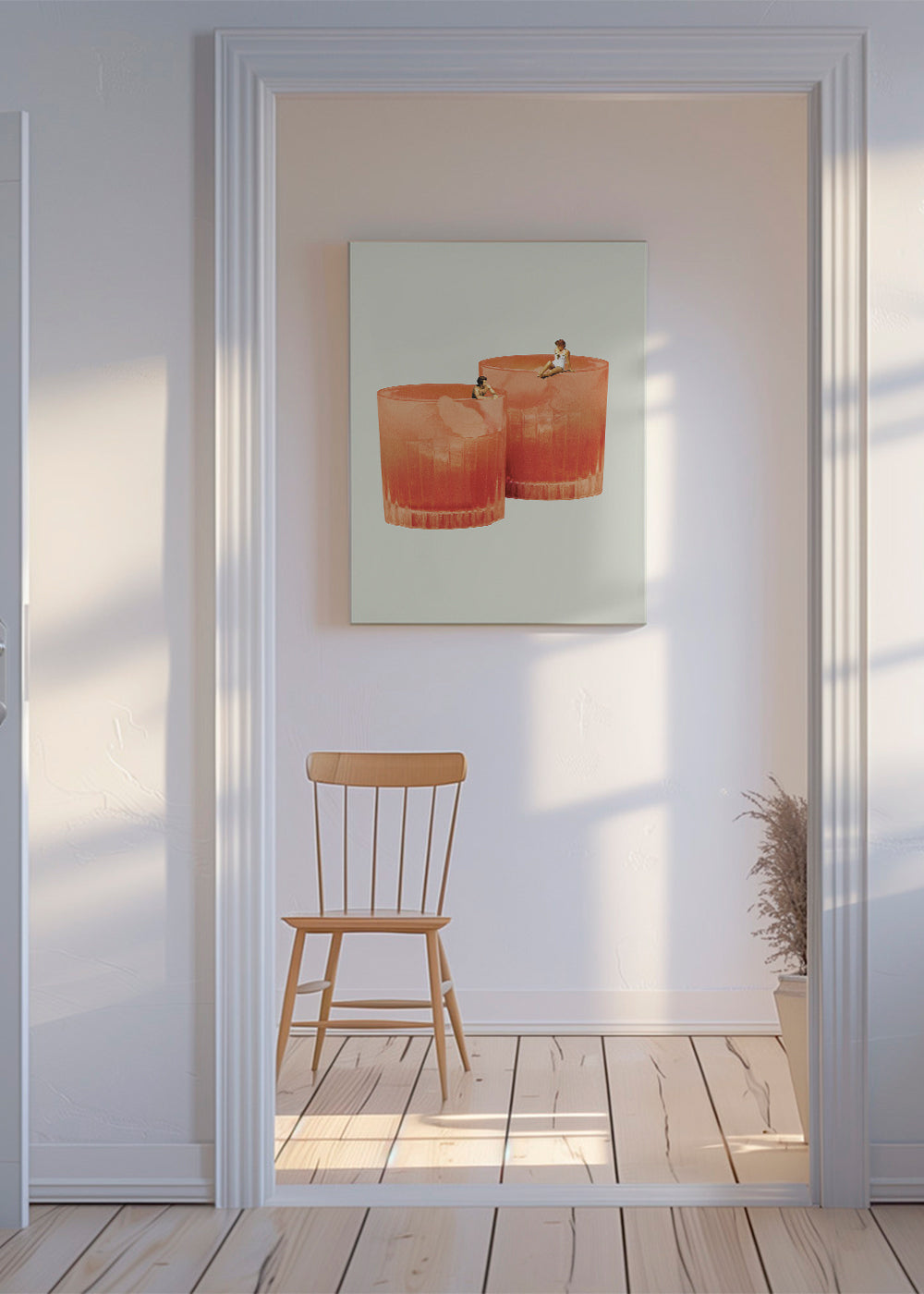 Arte para cozinha: copos de cocktail com mini banhistas