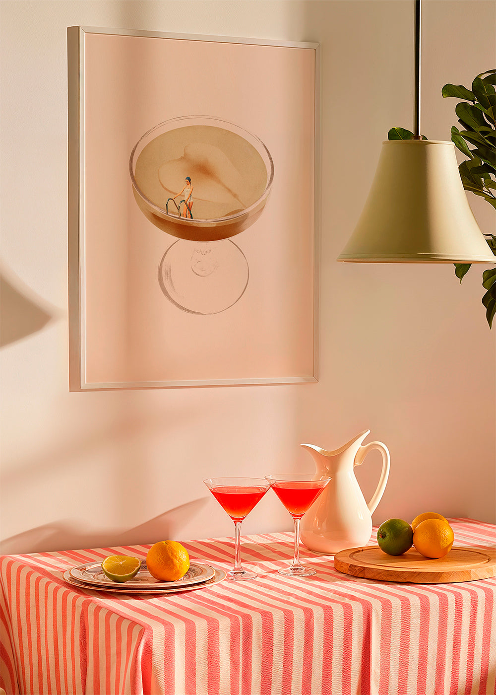 Arte para cozinha: ilustração de cocktail minimalista
