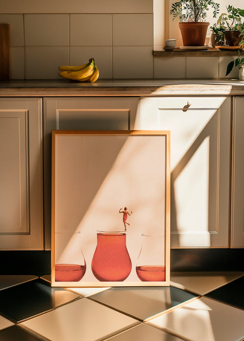 Arte para cozinha com figura no copo
