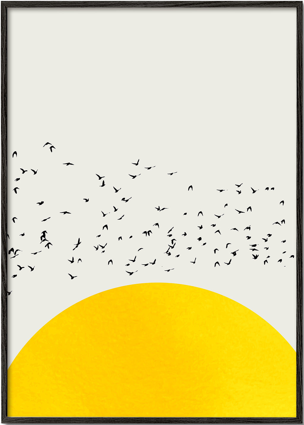 Ilustração de bandos sobre sol minimalista