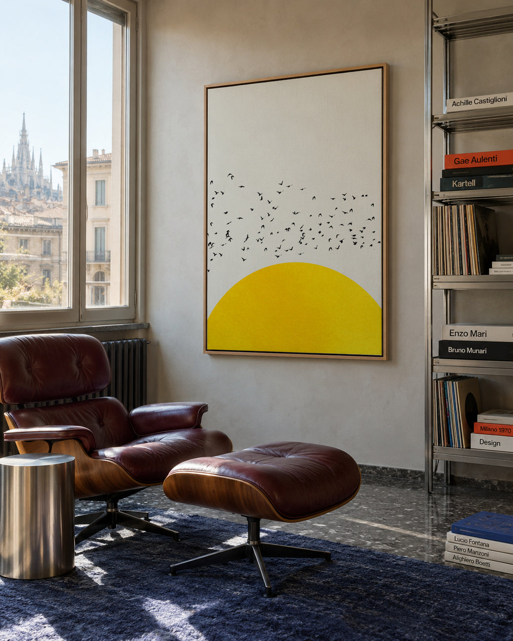 A thousand birds - Framed canvas in an interior