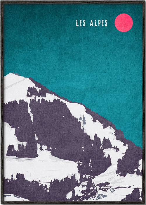 Quadro paisagem Les Alpes estilo pôster