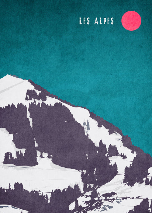 Quadro paisagem Les Alpes estilo pôster