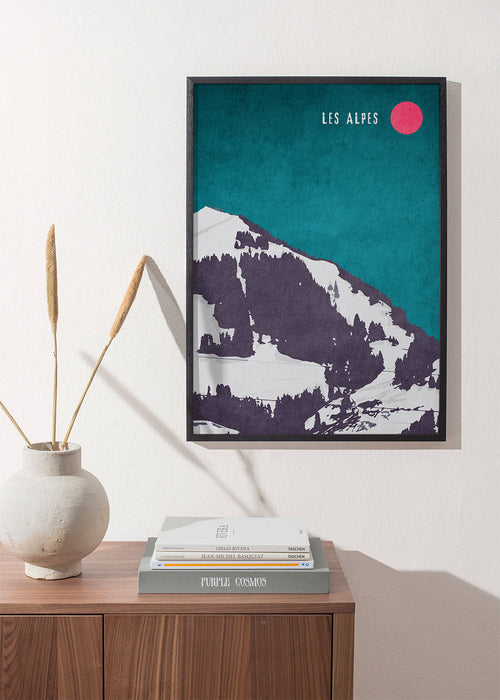 Quadro paisagem Les Alpes estilo pôster