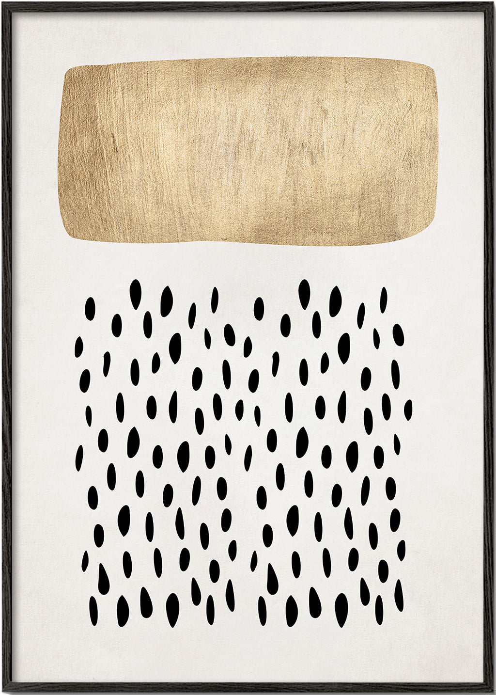 Design minimalista com bloco dourado e motivos negros