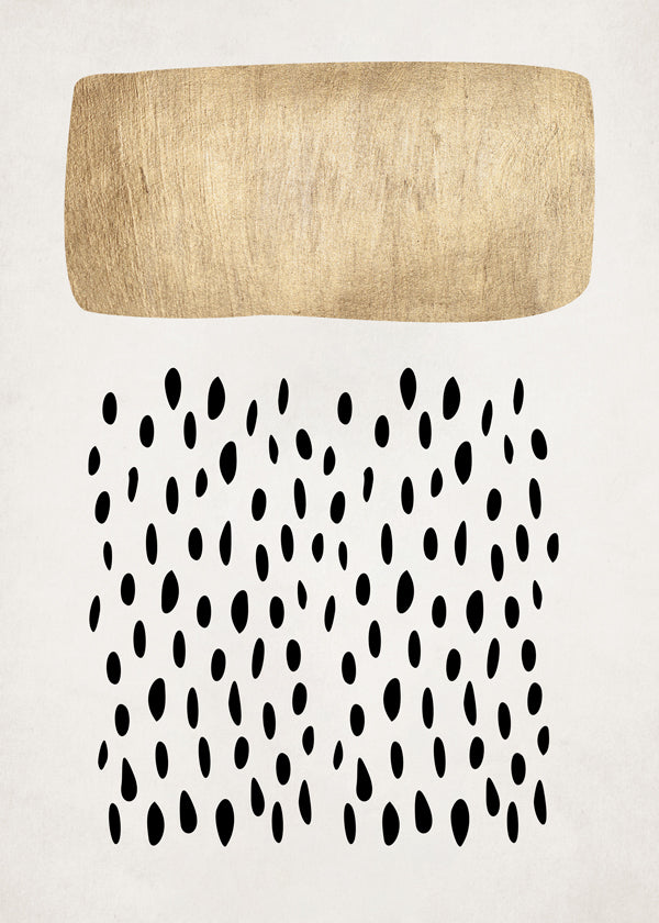 Design minimalista com bloco dourado e motivos negros