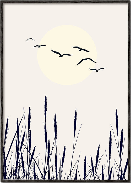 Estampa botânica: juncos ao amanhecer