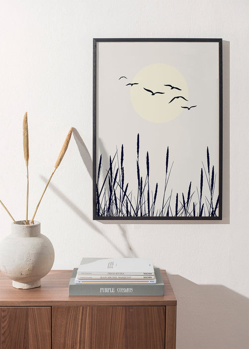 Estampa botânica: juncos ao amanhecer