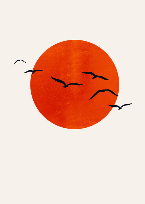 Quadro minimal sol laranja