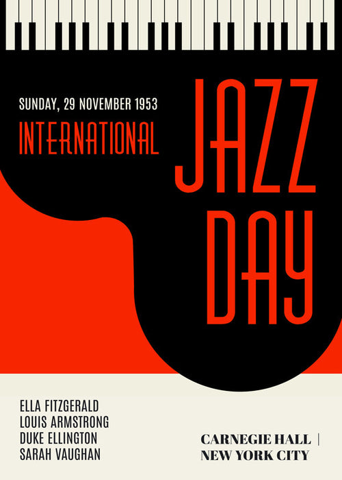 Poster vintage Jazz Day tipográfico