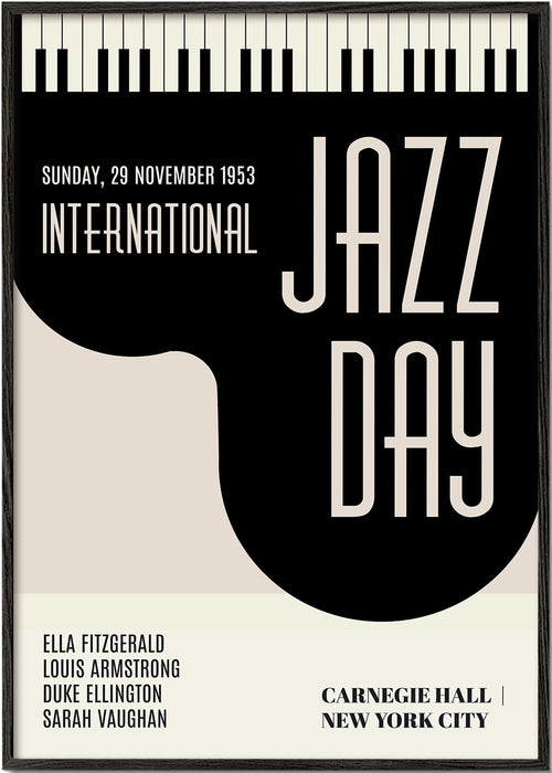 Poster vintage Jazz Day com teclas de piano