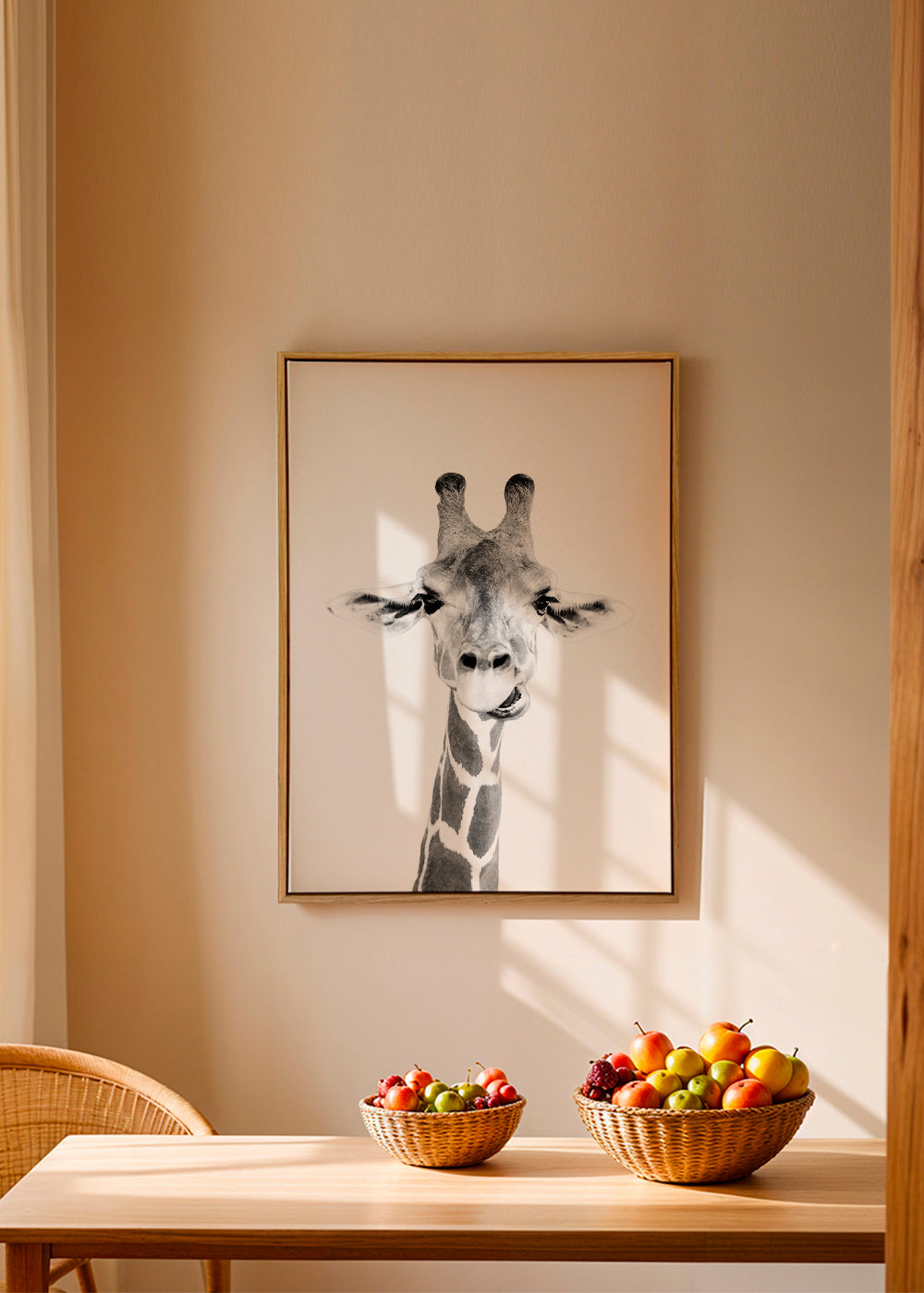 Quadro girafa preto e branco