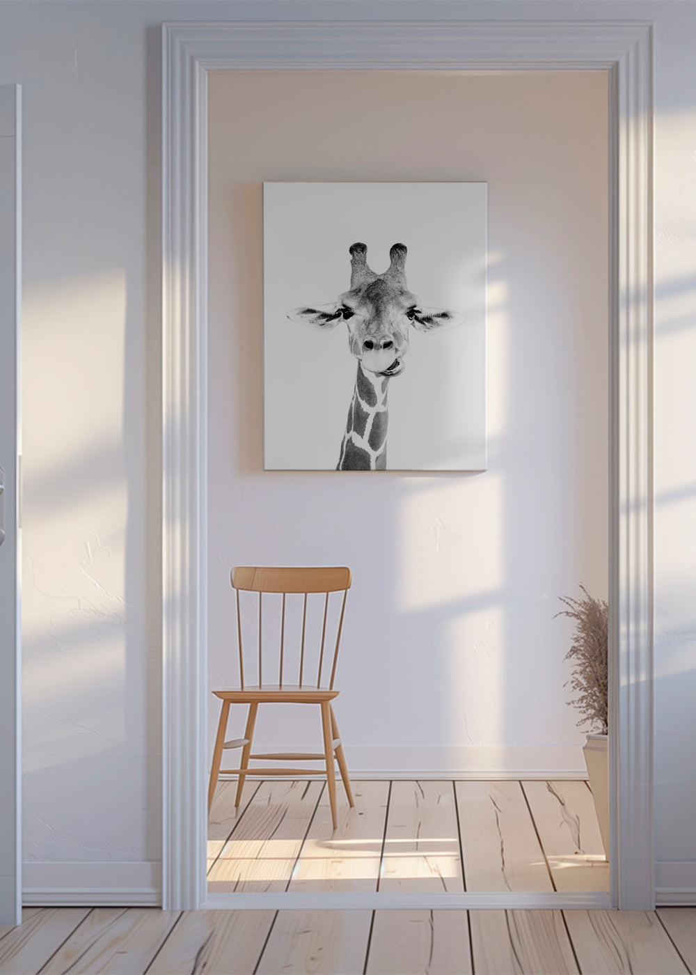 Quadro girafa preto e branco
