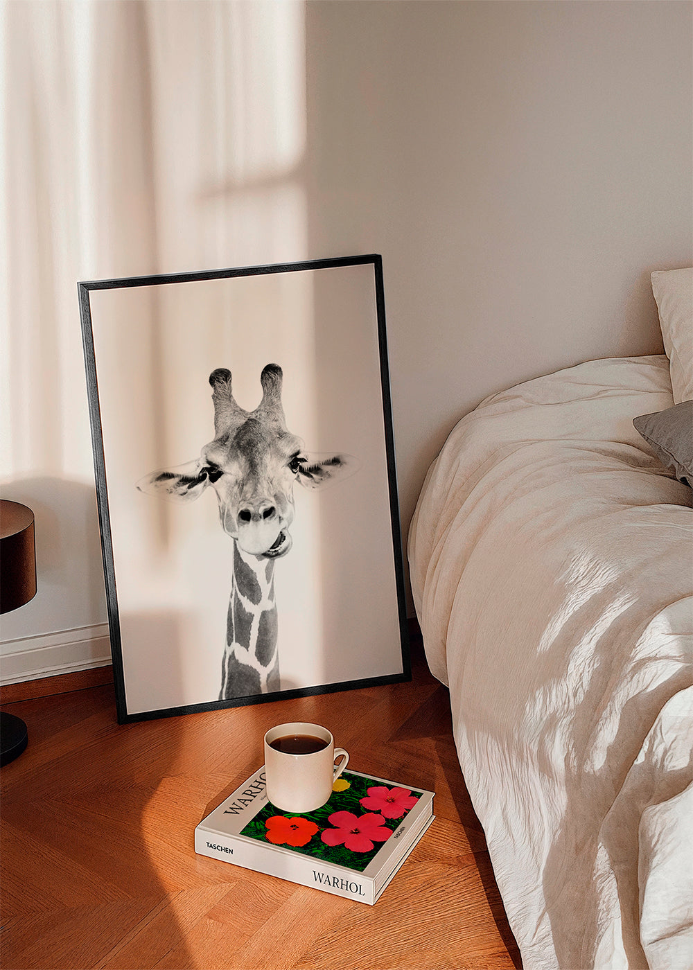 Quadro girafa preto e branco