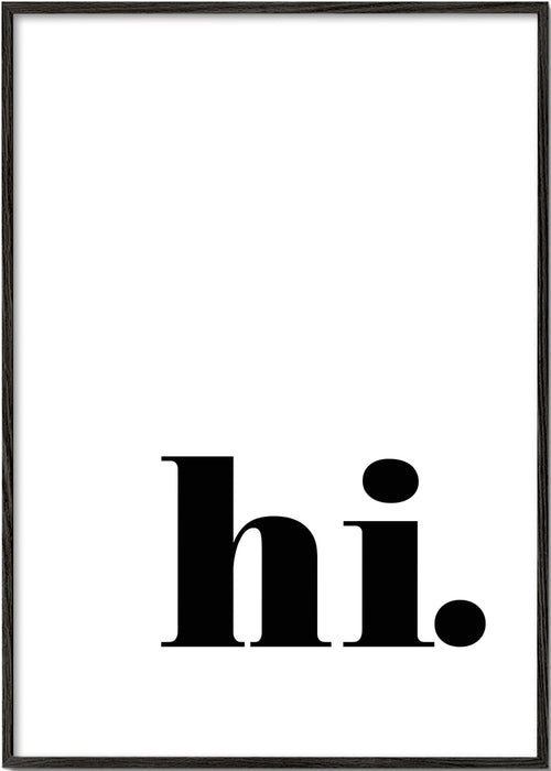 Design minimal com 'hi.' no canto inferior