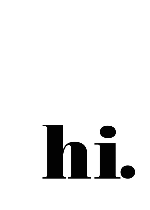 Design minimal com 'hi.' no canto inferior
