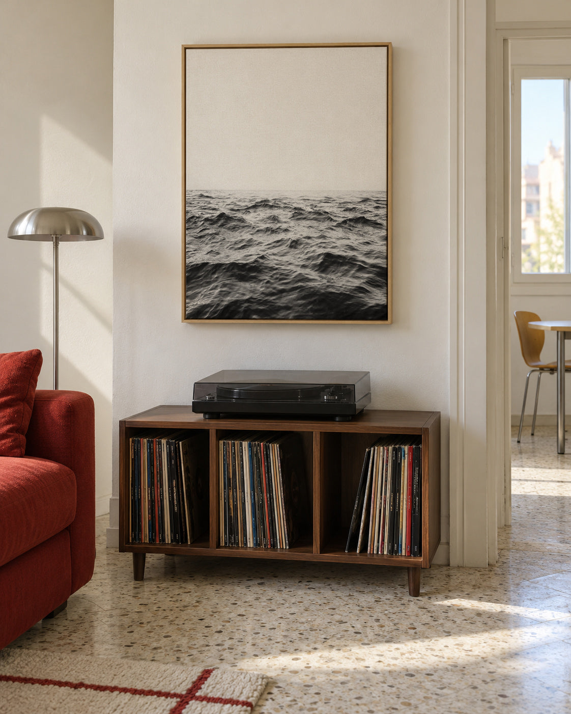 Sea BW - Framed canvas in an interior