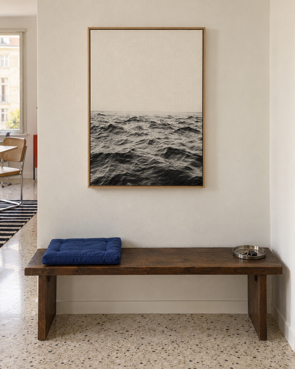 Sea BW - Framed canvas in an interior