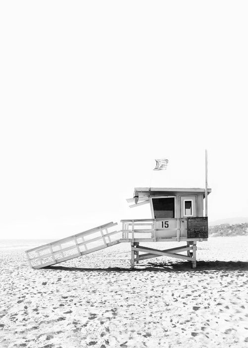 Arte em preto e branco cabana de praia 15