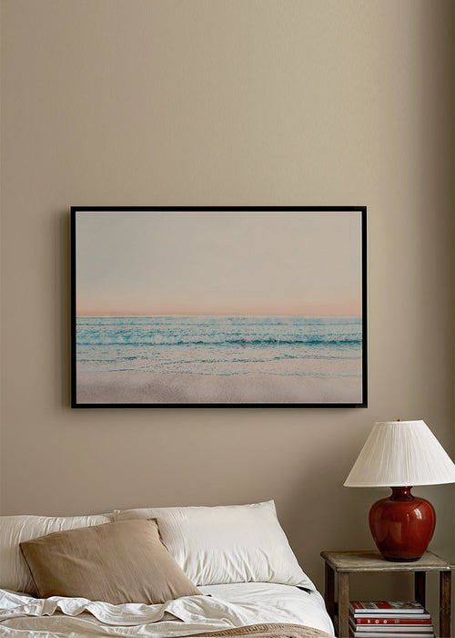 Arte paisagística: praia serena ao amanhecer